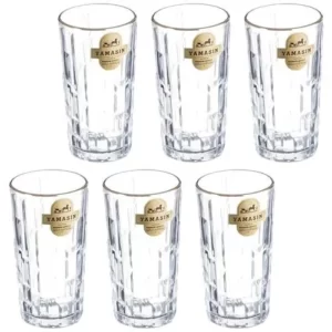 Yamasin Cairo Water Glass With Gold Line – With Gift Box, 290 ml (Set of 6)