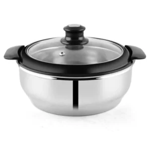 PNB Kitchenmate Royal Glass Lid Casserole – Stainless Steel (1L)