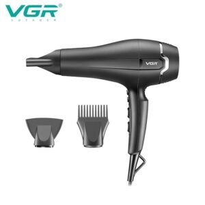 VGR V-450 Professional Salon Series Hair Dryer 2000-2400W AC Motor 3 Heat Setting Independent Cool Shot Styling Comb Nozzle Concentrator Overheating Protection with Turbo Function & 2 Speed Setting