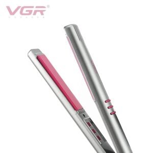 VGR V-580 Professional Ceramic Coated Hair Straightener with Uniform Heat Technology Max Heat 210° (Grey, Pink)