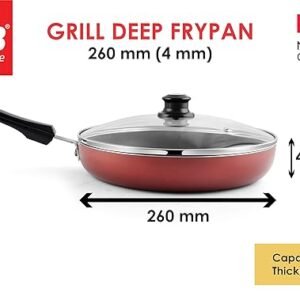 PNB Kitchenmate No-Oily Non-Stick Grill Deep Frypan 260 mm (Thickness: 4 mm; Capacity 2 LTR.) (Material: Aluminium)