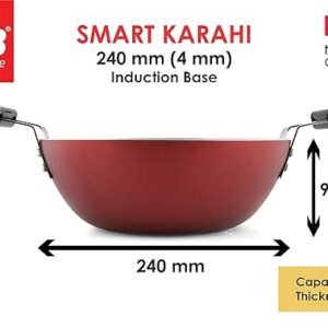PNB Kitchenmate No-Oily Non-Stick Smart Karahi 240 mm Induction Base (Thickness: 4 mm Capacity 3 LTR.) (Material: Aluminium)