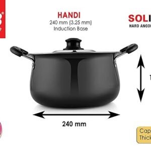 PNB Kitchenmate Solitaire Hard Anodised Handi 240 mm Induction Base (Thickness: 3.25 mm; Capacity 5 LTR.) (Material: Aluminium)