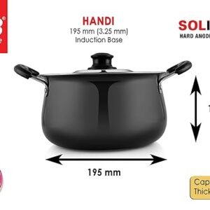 PNB Kitchenmate Solitaire Hard Anodised Handi 195 mm Induction Base (Thickness: 3.25 mm; Capacity 2.6 LTR.) (Material: Aluminium)