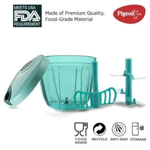 Pigeon Handy Chopper with 5 Stainless Steel Blades and 1 Plastic Whisker (14077 , XL, Green)