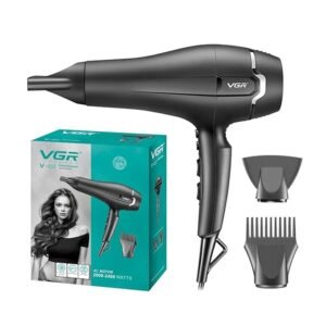 VGR V-450 Professional Salon Series Hair Dryer 2000-2400W AC Motor 3 Heat Setting Independent Cool Shot Styling Comb Nozzle Concentrator Overheating Protection with Turbo Function & 2 Speed Setting