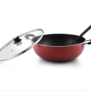 PNB Kitchenmate No-Oily Non-Stick Deep Karahi 280 mm Induction Base (Thickness: 4 mm Capacity 4 LTR.) (Material: Aluminium)